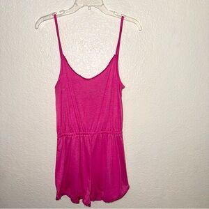 Hot Pink Romper Women’s M Spaghetti Strap Short Jumpsuit Casual Summer
